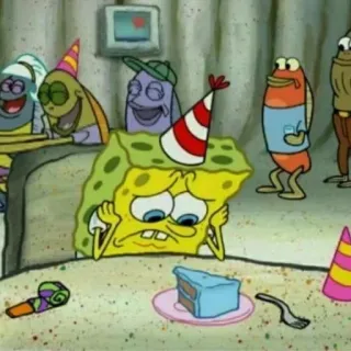 😔 Spongebob Spongebob Squarepants สพันจ์บ็อบ, การ์ตูน, ปาร์ตี้, วันเกิด, เศร้า, รำคาญ, นิคเคิลโอเดียน telegram sticker