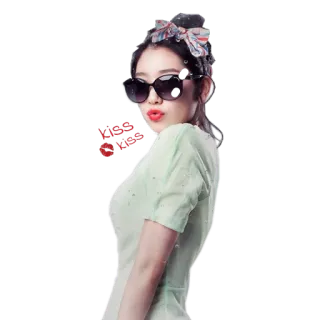😘 kiss kiss mulher, beijo, óculos de sol, moda, fofo, beleza, retrato telegram sticker