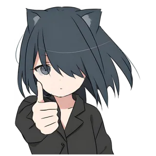 👍 cô gái anime, tai mèo, giơ ngón tay cái, dễ thương, hoạt hình, nhãn dán telegram sticker