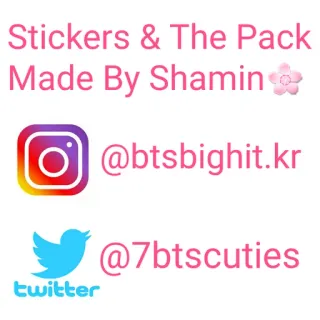 🆔 Stickers & The Pack Made By Shamin
@btsbighit.kr
@7btscuties pegatinas, pack, BTS, Bighit, Twitter, Instagram telegram sticker