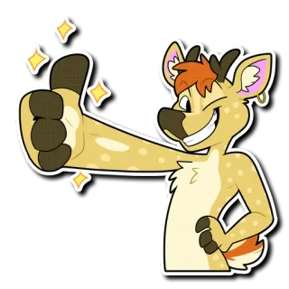 👍 cerf, poilu, animal, personnage, pouce levé, étincelles telegram sticker