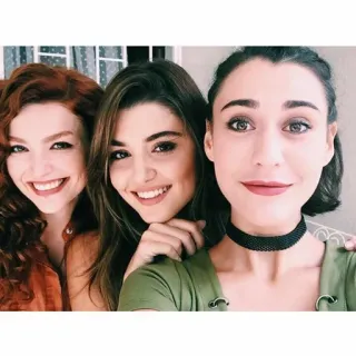 😁 frauen, freunde, porträt, lächelnd, selfie, gruppe telegram sticker