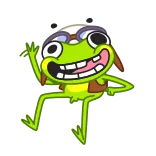 👋 rana, cartone animato, animale, pilota, carino, animato telegram sticker