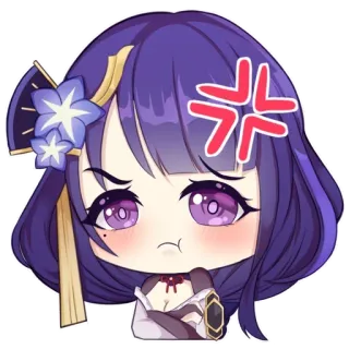 💢 Raiden Shogun Genshin Impact Anime, Videojuego, Sticker, Genshin Impact, Raiden Shogun, Lindo, Chibi telegram sticker