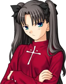 😠 Rin Tohsaka Fate/stay night anime, personaje, chica, dibujo animado, Fate Stay Night, Rin Tohsaka whatsapp sticker