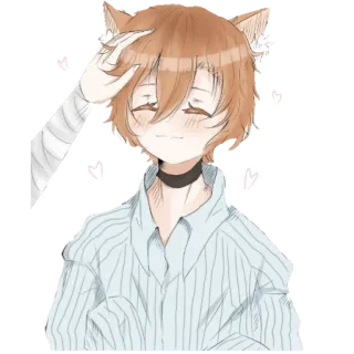 ☺️ Anime, Oreilles de chat, Mignon, Kawaii, Collier ras du cou, Manga, Neko garçon telegram sticker