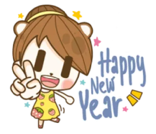 🎉 Happy New Year felice anno nuovo, festa, saluto, festivo, cartoni animati, carino telegram sticker