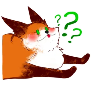 🤥 volpe, punti interrogativi, confuso, animale, cartone animato, adesivo whatsapp sticker