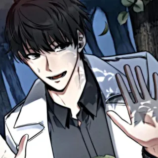 ✖️ anime, personaje, sonriendo, bata blanca, masculino telegram sticker