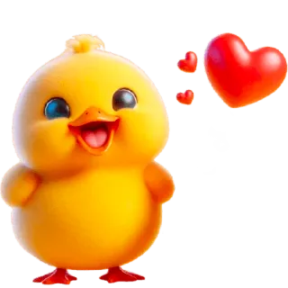 😍 pollito, animal, lindo, corazón, amor, dibujos animados telegram sticker