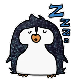💤 Zzz pingüino, dormir, dibujos animados, lindo, animal, durmiendo telegram sticker