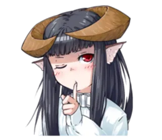 😗 Anime, Dämon, Pssst, Hörner, Mädchen, Geheimnis telegram sticker