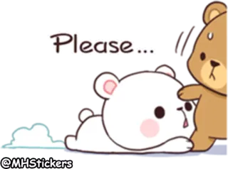 ☹ Please... mono, oso, rogando, animado whatsapp sticker