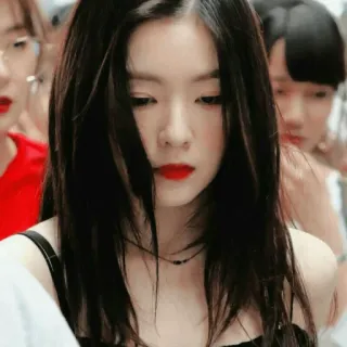 😐 Frau, Porträt, asiatisch, Mädchen, weiblich, roter Lippenstift, schwarze Haare telegram sticker