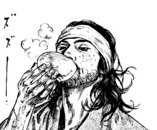 ⚔ hombre, bebiendo, manga, alcohol, japonés, barba, diadema whatsapp sticker