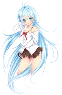 😏 garota anime, uniforme escolar, cabelo comprido, fofa, mangá, ilustração telegram sticker