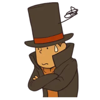😓 Professor Layton 레이튼 교수, 비디오 게임, 퍼즐, 실크햇, 만화, 탐정 whatsapp sticker