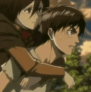 🤫 Eren Yeager Attack on Titan anime, manga, character, attack on titan, eren yeager, mikasa ackerman telegram sticker