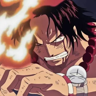 ♠ Ace One Piece 动漫, 海贼王, 艾斯, 火, 动作, 卡通 telegram sticker