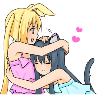 😍 Anime, Przytulanie, Przyjaciele, Kreskówka, Uczucie, Słodkie, Przyjaźń telegram sticker