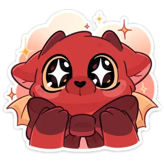 😈 czerwony stwór, kreskówka, kawaii, słodkie, skrzydła, zwierzę z kreskówki, iskierka whatsapp sticker