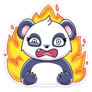 😡 Panda, Api, Kartun, Emosi, Marah, Stres, Kehabisan tenaga, Kelelahan whatsapp sticker