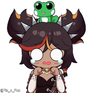 😱 @FIX_X_FOX anime, chibi, character, cute, frog telegram sticker