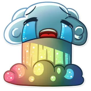 😭 облако, радуга, плачущий, грустный, каваий, милый, стикер whatsapp sticker