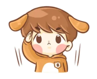 🙌 Cartoon, Jongen, Schattig, Illustratie, Oren, Kawaii telegram sticker