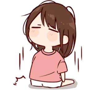 😐 chibi, girl, cute, anime, kawaii, cartoon, tired, sitting telegram sticker