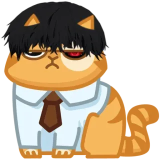 😐 고양이, 애니메이션, 넥타이, 사무실, 안경, 화난 telegram sticker