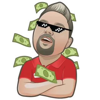 😎 geld, zonnebril, cartoon, contant, succes, rijkdom telegram sticker