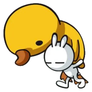 🚶 conejo, pato, dibujos animados, personaje, animal telegram sticker
