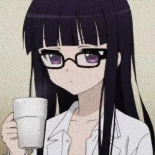 ☕ Anime, Garota, Óculos, Kawaii, Mangá, Bonito, Café, Bebida telegram sticker