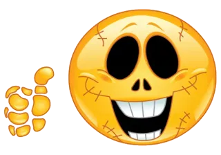 👍 emoji, skelett, daumen hoch, halloween, gruselig, spaß telegram sticker