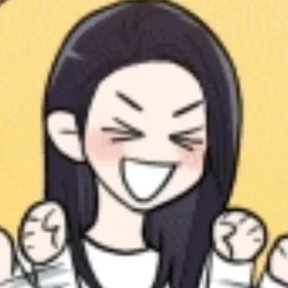 🖤 Desenho animado, Mulher, Feliz, Sorrindo, Fofo, Alegre whatsapp sticker