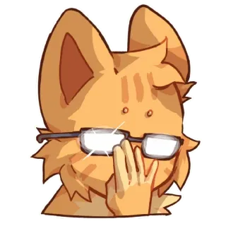 😎 кот, очки, думающий, милый, животное, стикер telegram sticker