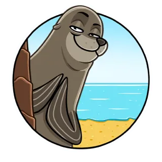 🏖 foca, animale, spiaggia, oceano, mare telegram sticker
