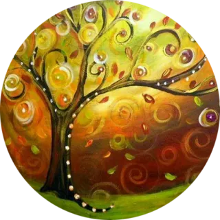 🌳 tree, art, painting, nature, leaves, artwork whatsapp sticker