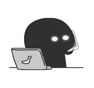 💻 Schattenfigur, Computer, Handy, Cartoon, Banane, Silhouette telegram sticker