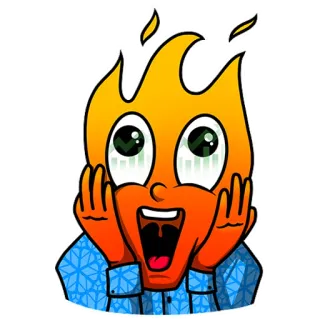 😱 Emoji, Fogo, Chocado, Chama, Desenho animado, Emoticon, Personagem telegram sticker