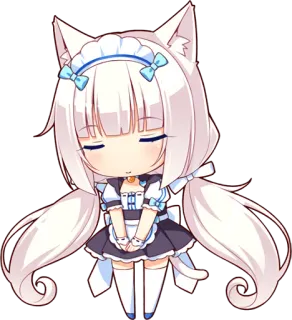 😌 アニメ, 猫耳, ちび, メイド, 可愛い, カートゥーン, キャラクター telegram sticker