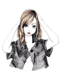 👩 woman, illustration, jacket, fashion, art whatsapp sticker
