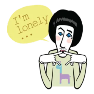 ☹ I'm lonely lonely, sad, cartoon, character, melancholy, depressed telegram sticker
