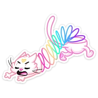 😞 кот, радуга, весна, растяжка, милый, каваии telegram sticker