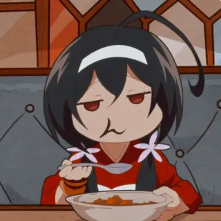 😒 animé, ennuyé, nourriture, mignon, manger telegram sticker