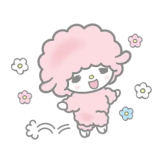 ☺️ милый, мультик, каваий, розовый, ягненок, животное, цветы whatsapp sticker