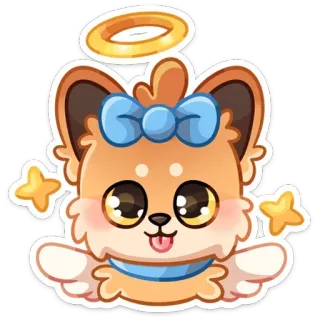 😇 chien, ange, mignon, autocollant, dessin animé, halo, chiot telegram sticker