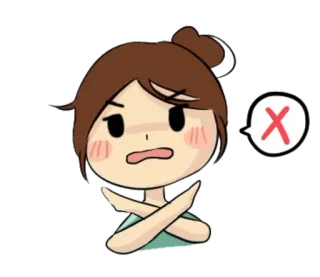 ❌ Cartone animato, Personaggio, No, Rifiuto, Diniego, Croce, Donna, Disegno whatsapp sticker