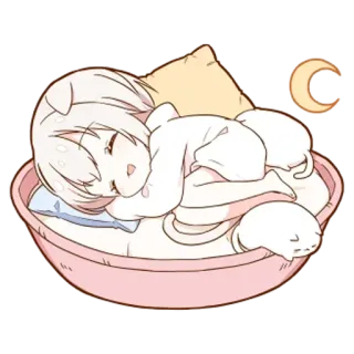 💤 anime, cat, sleeping, kawaii, cute, moon, sleepy telegram sticker